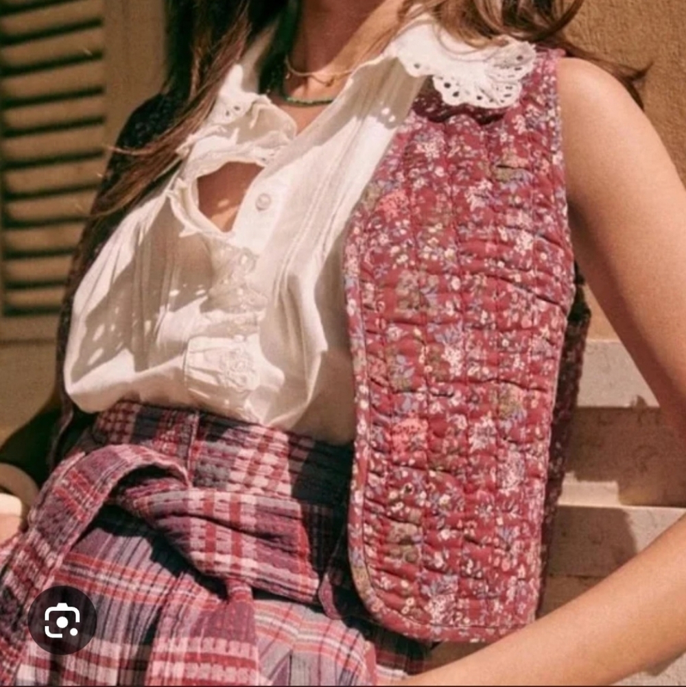 Sezane Floral Reversible Quilted Blair Vest
